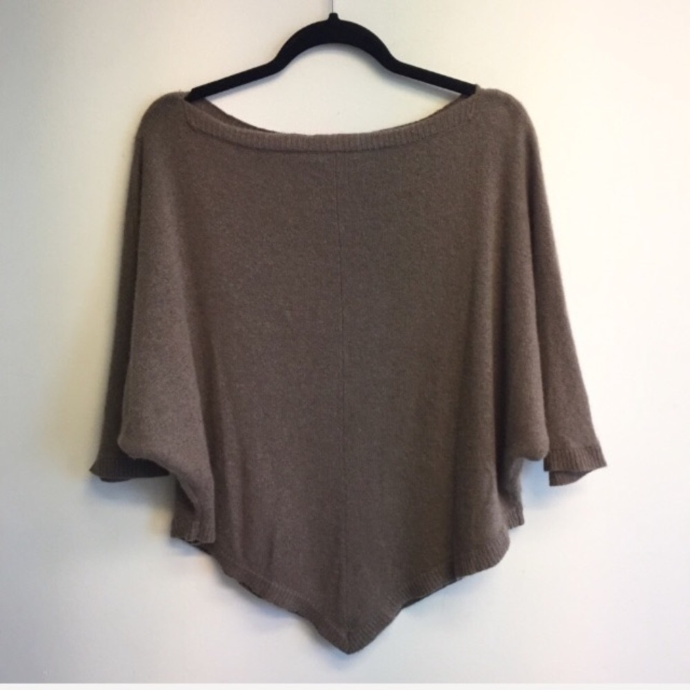 360 CASHMERE Brown Boat Neck Pullover Poncho Sweater Light Brown S - Picture 5 of 8